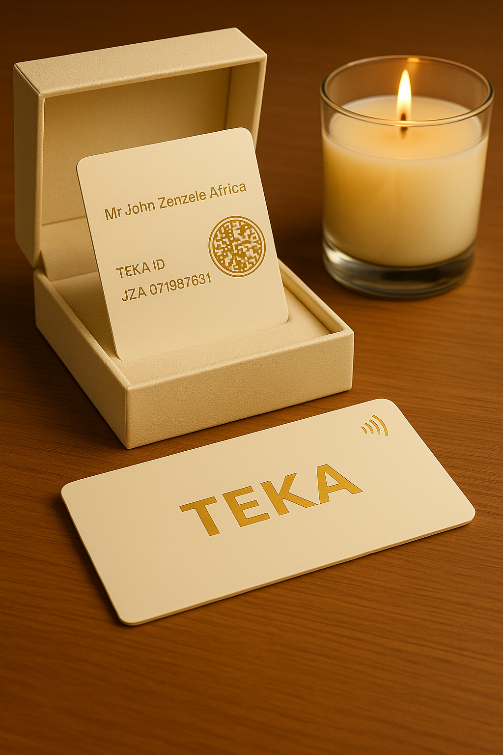 TEKA Cream card with elegant candle lifestyle