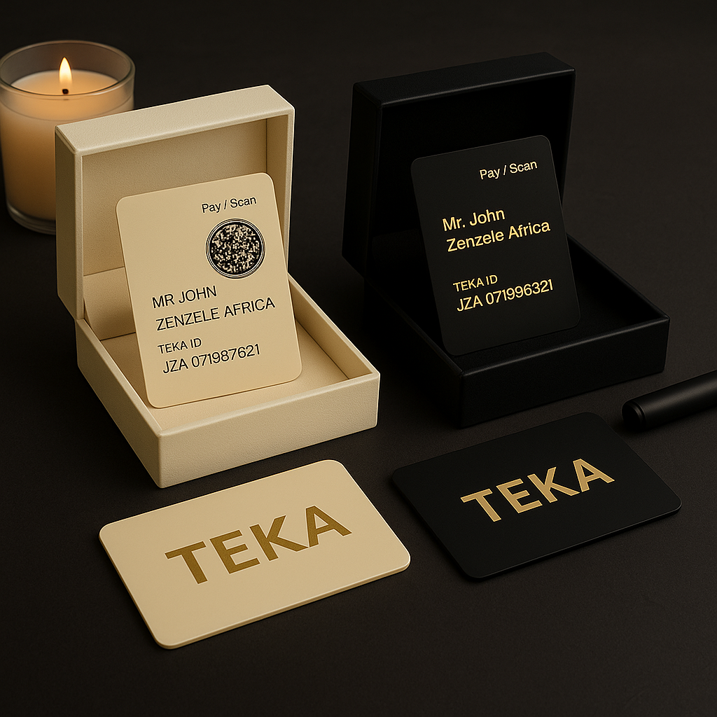 TEKA cards front and back with QR code