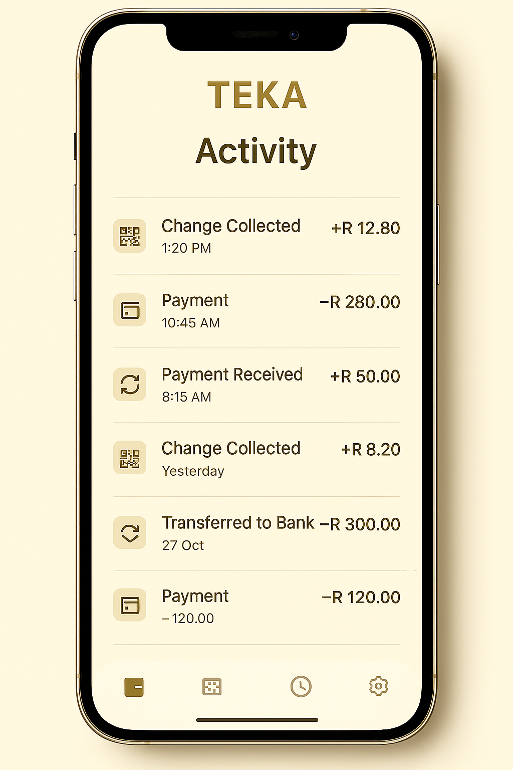 TEKA app activity screen